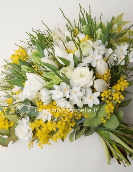 Bouquet Fiori Misti Bianchi & Mimosa