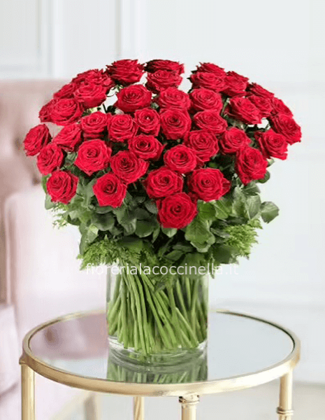 BOUQUET 50 ROSE ROSSE 50cm