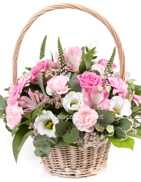 Cesto Fiori Misti Tonalità Rosa