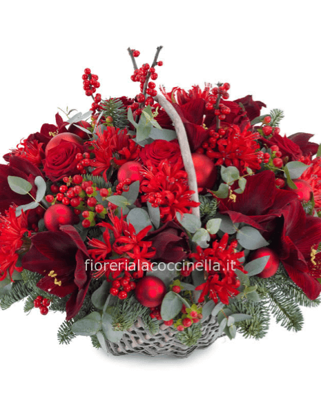 Cesto Fiori Misti Rossi
