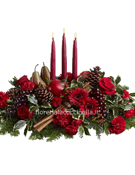 Centrotavola Natalizio Fiori Rossi