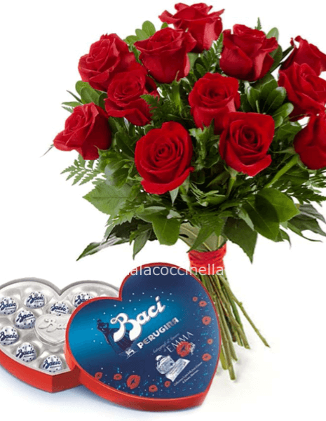 Bouquet Rose Rosse & Baci Perugina