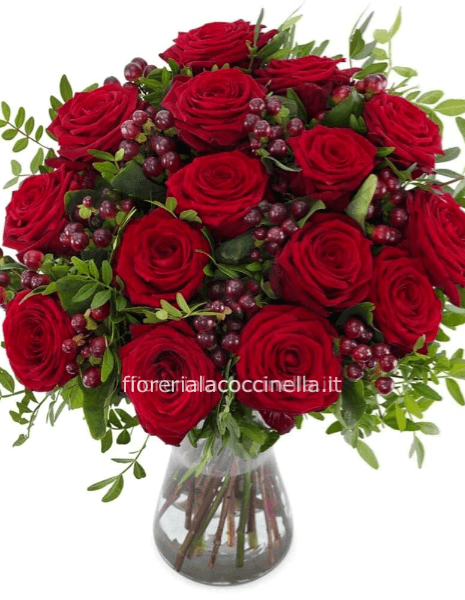 Bouquet Rose Rosse e Hypericum