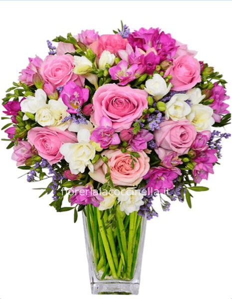 Bouquet Rose Rosa e Fresie Miste