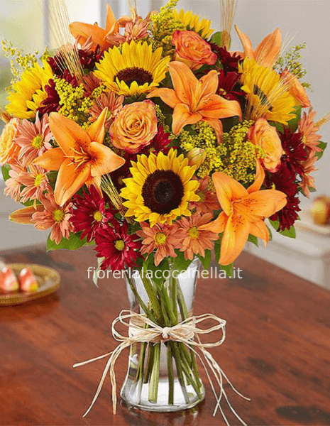 Bouquet di Girasoli & Fiori tonalità Arancio
