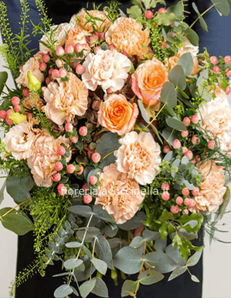 Bouquet fiori Misti tonalità Salmone/Arancio