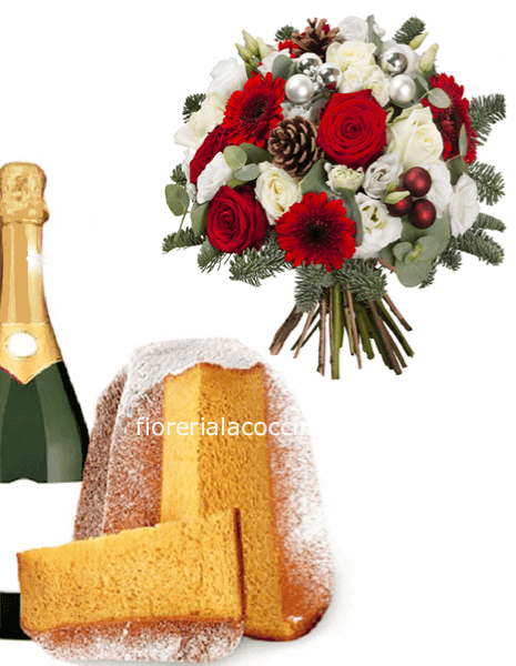 Bouquet Fiori Misti Bianco/Rosso Natalizio Dolce & Spumante