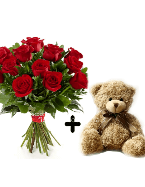Bouquet Rose Rosse + Peluche