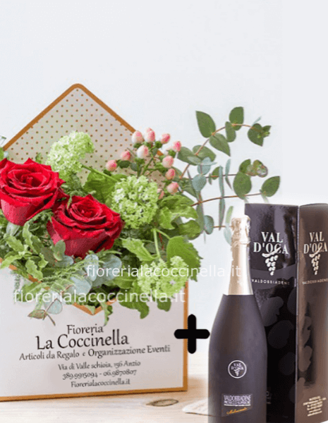 Flower Letter Rose Rosse + Prosecco