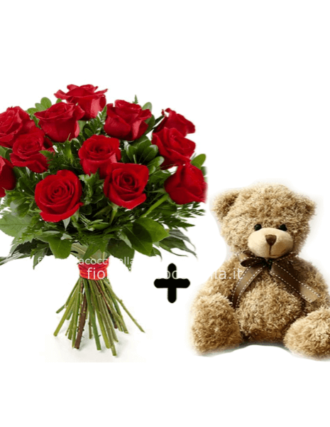 Bouquet Rose Rosse + Peluche