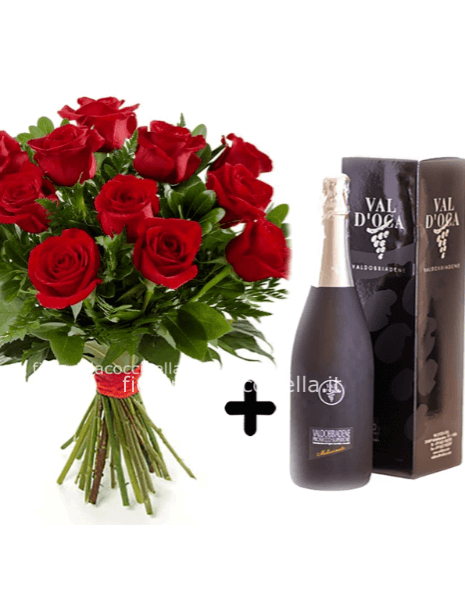 Bouquet Rose Rosse + Prosecco