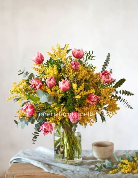Bouquet Tulipani MonoColore & Mimosa