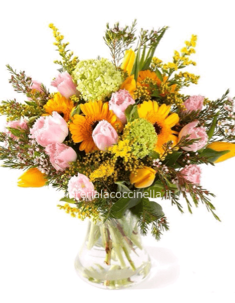 Bouquet Fiori Misti Giallo/Rosa