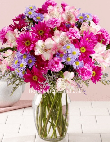 Bouquet Fiori Misti Lilla/Fucsia