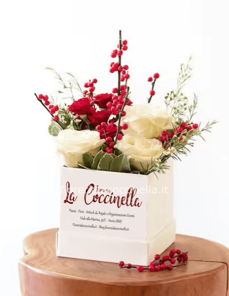 Flower Box Natalizia Bianco/Rossa