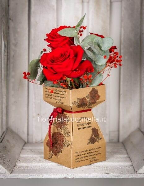 PORTA BOUQUET CARTONE RIGIDO + BOLLA D'ACQUA