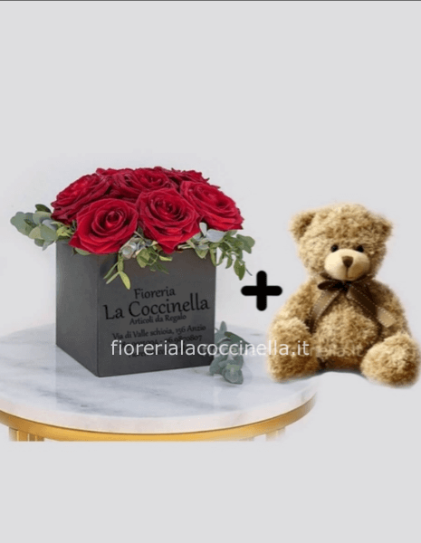 Flower Box Rose Rosse+ Peluche