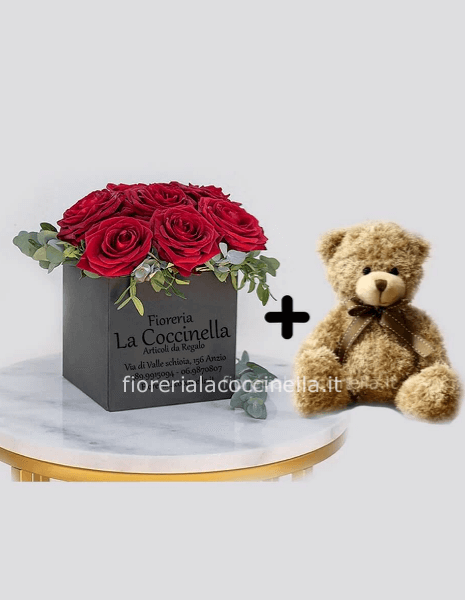 STANDARD BOX 9 ROSE ROSSE + PELUCHE