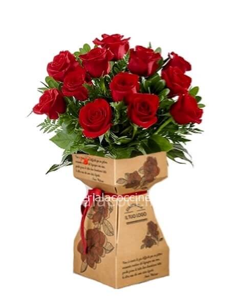 Bouquet Rose Rosse + Porta Bouquet