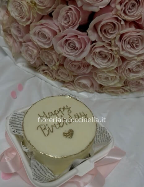 Bouquet Rose Rosa + Torta Lambeth Cake
